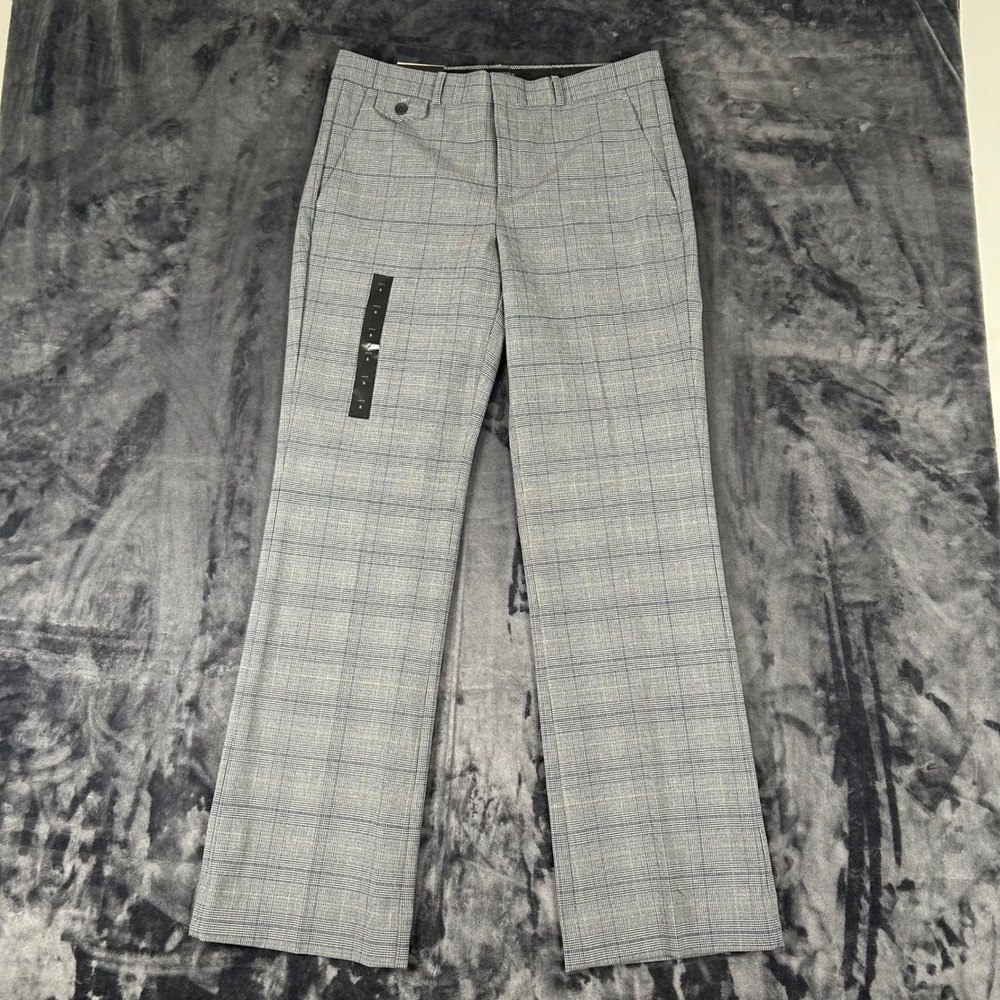 Banana Republic Logan Trouser Pants Womens 8 Grey Plaid Mid Rise Straight Leg